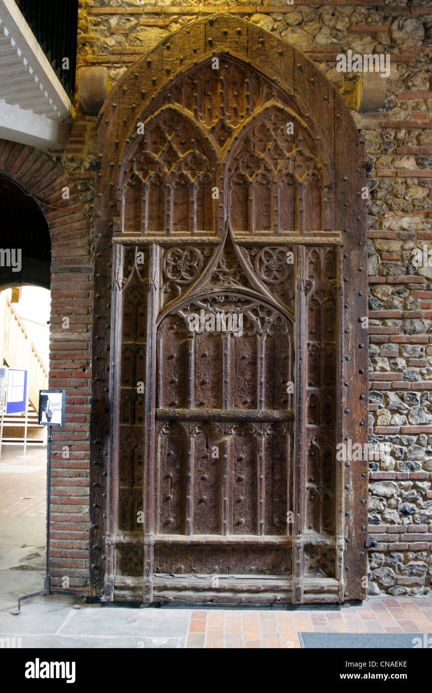 The old Great West Door of St Alban`s Cathedral in Hertfordshire